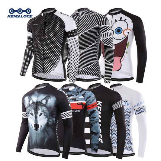 Wholesale 100% Polyester Men Cycling Jersey Quick Dry Bicycle Shirt Spring Full Sleeve Road Cycling Clothes Bike Jersey