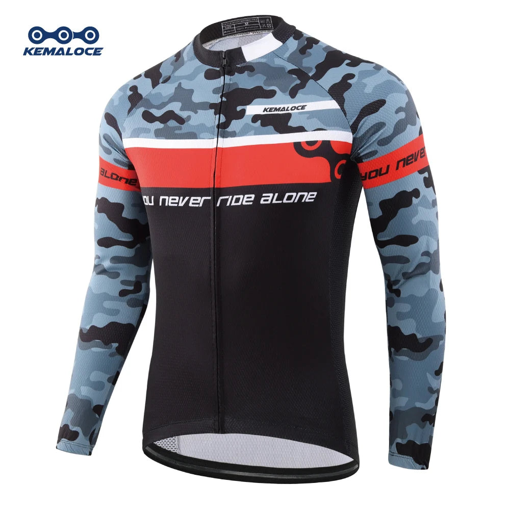 Wholesale 100% Polyester Men Cycling Jersey Quick Dry Bicycle Shirt Spring Full Sleeve Road Cycling Clothes Bike Jersey