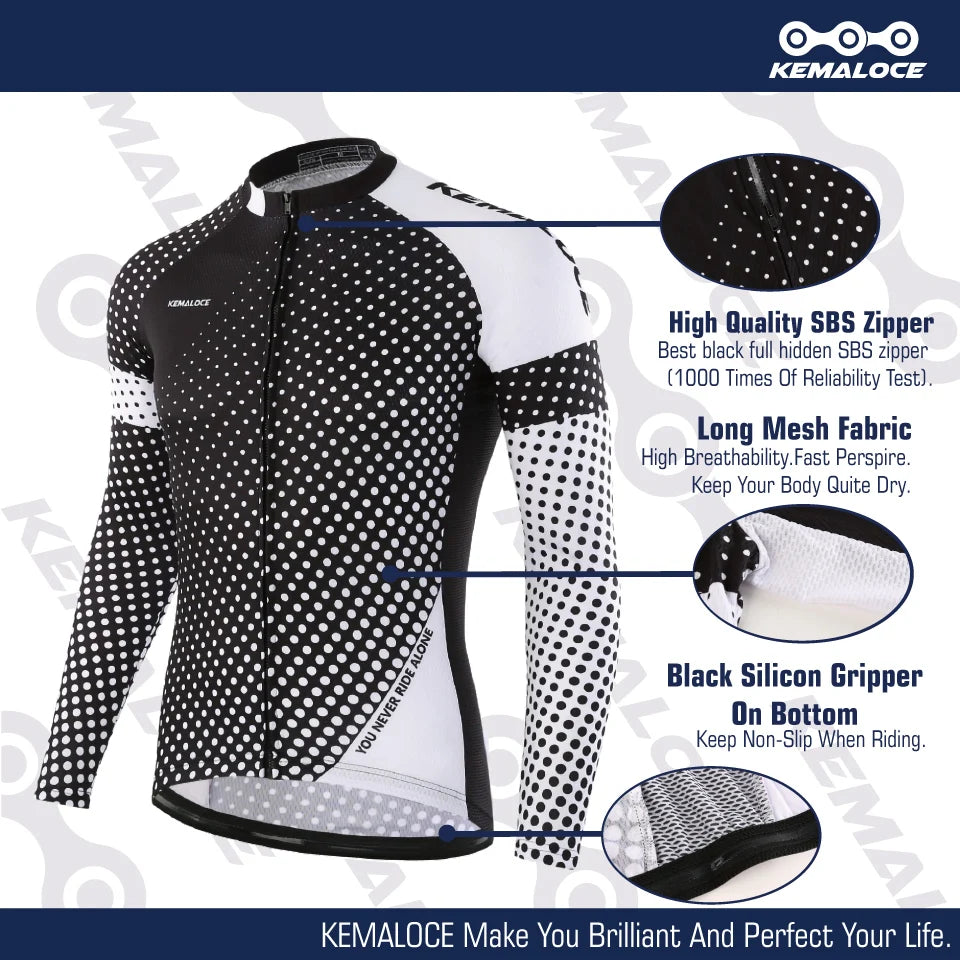 Wholesale 100% Polyester Men Cycling Jersey Quick Dry Bicycle Shirt Spring Full Sleeve Road Cycling Clothes Bike Jersey