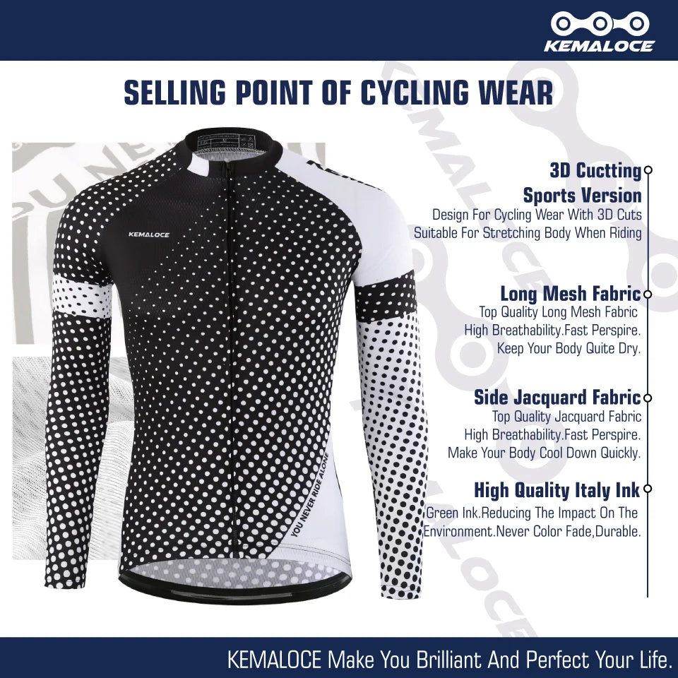 Wholesale 100% Polyester Men Cycling Jersey Quick Dry Bicycle Shirt Spring Full Sleeve Road Cycling Clothes Bike Jersey