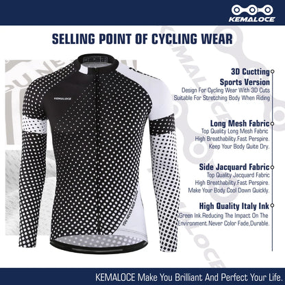 Wholesale 100% Polyester Men Cycling Jersey Quick Dry Bicycle Shirt Spring Full Sleeve Road Cycling Clothes Bike Jersey