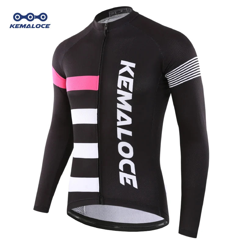 Wholesale 100% Polyester Men Cycling Jersey Quick Dry Bicycle Shirt Spring Full Sleeve Road Cycling Clothes Bike Jersey