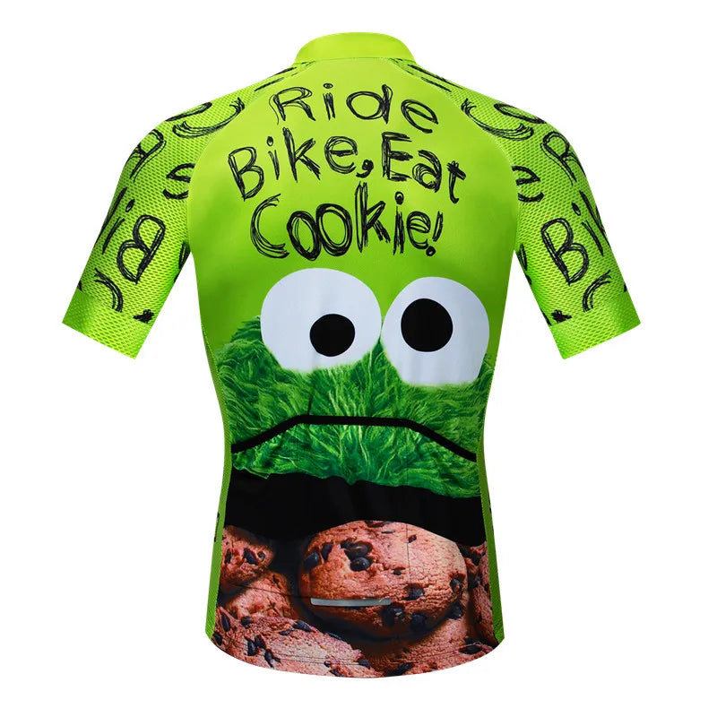 Top Green Cycling Jersey Funny Men'S Cookie Bicycle Cycling Clothing Maillot Ciclismo Breathable MTB Bike Jersey Shirt